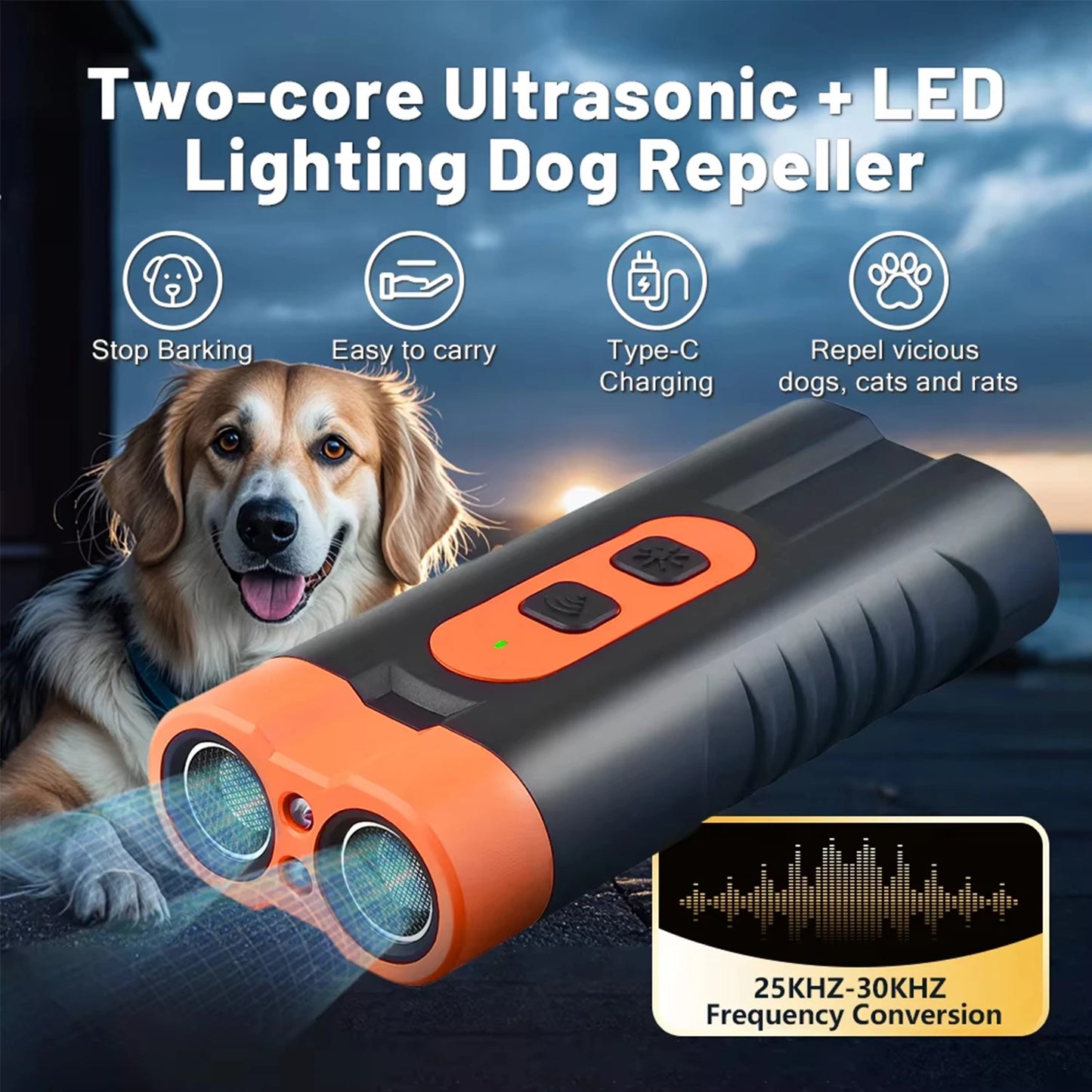 Dual Head Ultrasonic Dog Repeller